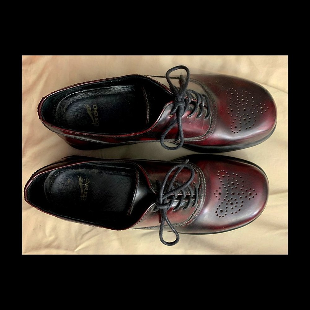 Dansko Leather Oxblood Tooled Leather Lace-Ups, 11